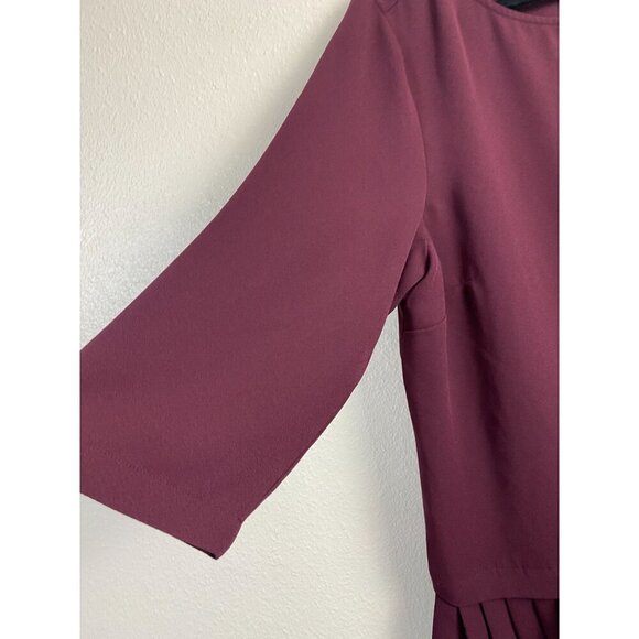 J. Jill Womens Maroon Pleated Hem Long Sleeve Top Women size Large Office Career - Picture 4 of 13